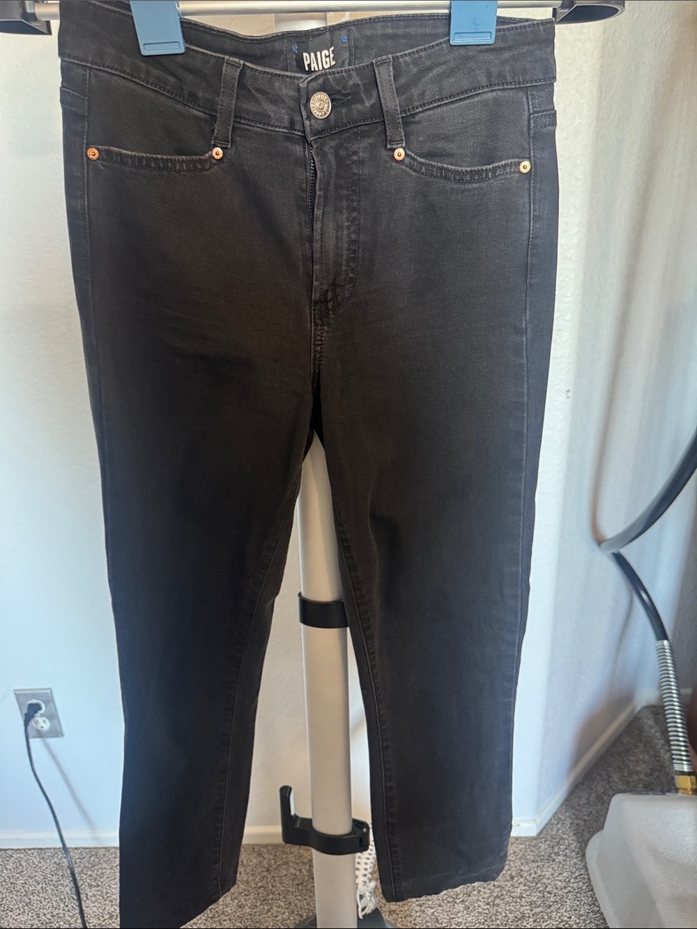 PAIGE Black High-Rise Slim Straight Jeans